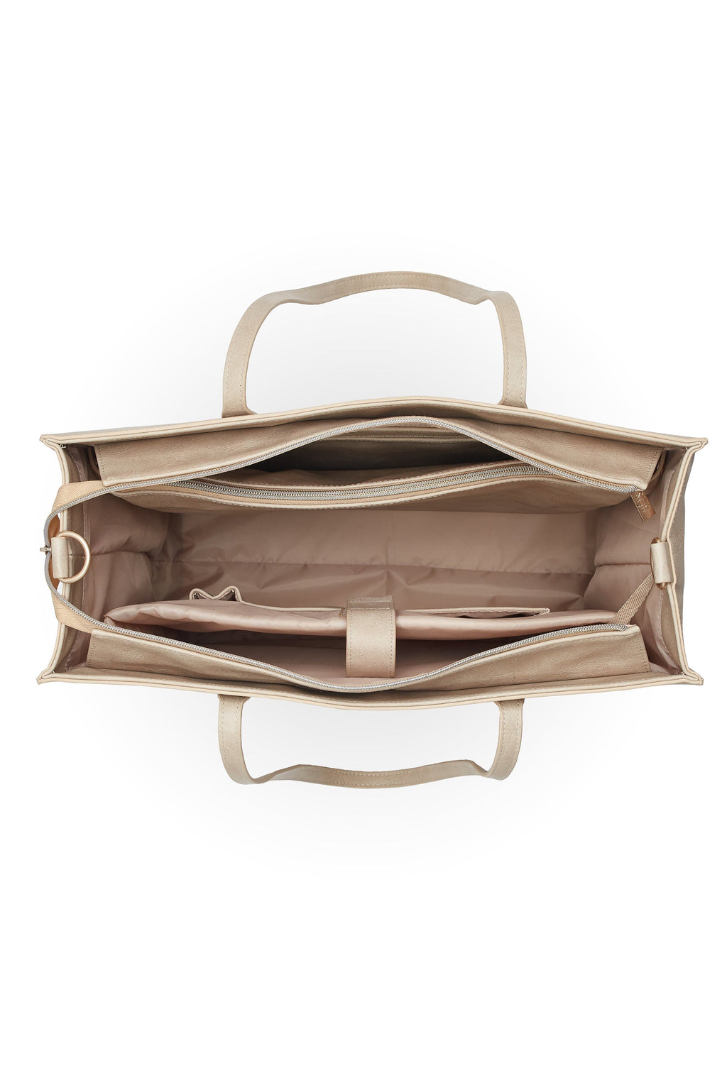 Work Tote Beige Top Open Inside View
