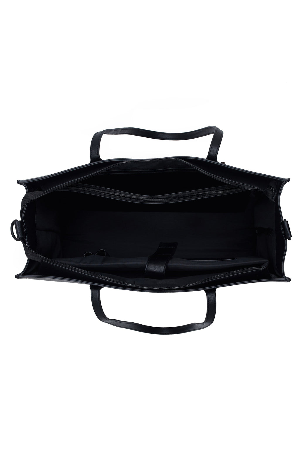 Work Tote Black Open Top with Inside View
