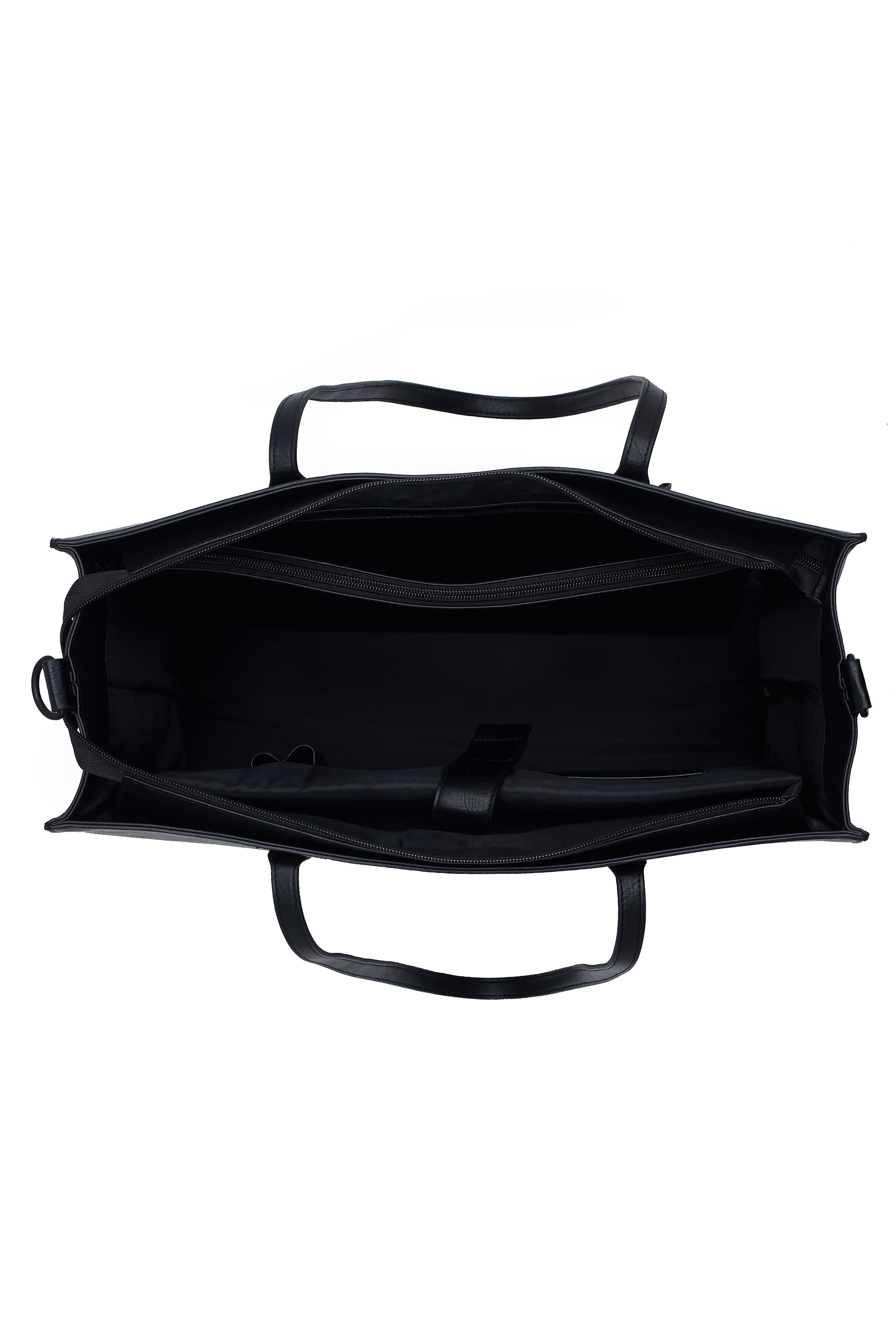 Work Tote Black Open Top with Inside View