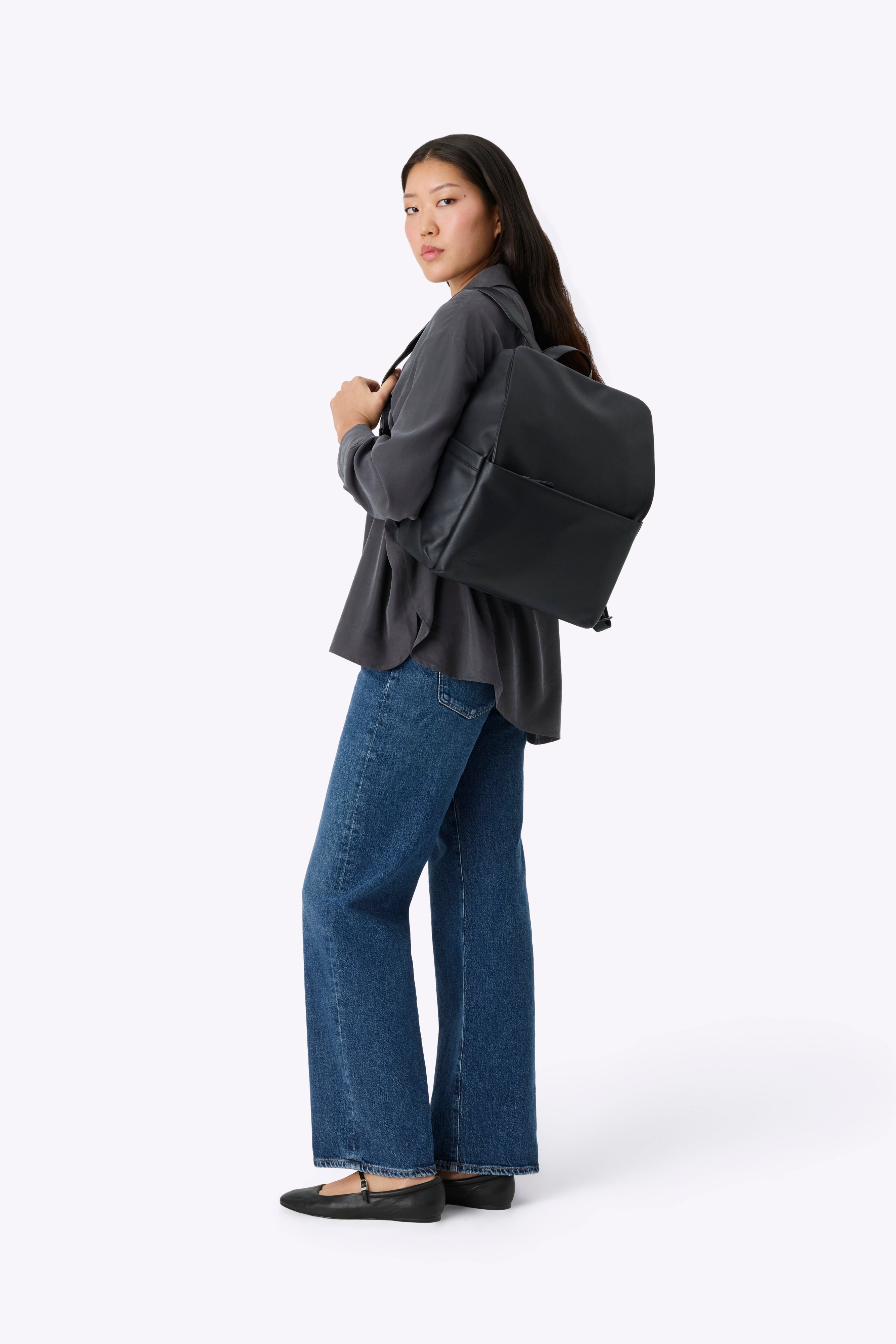 The Everyday Diaper Backpack in Black Vegan Leather