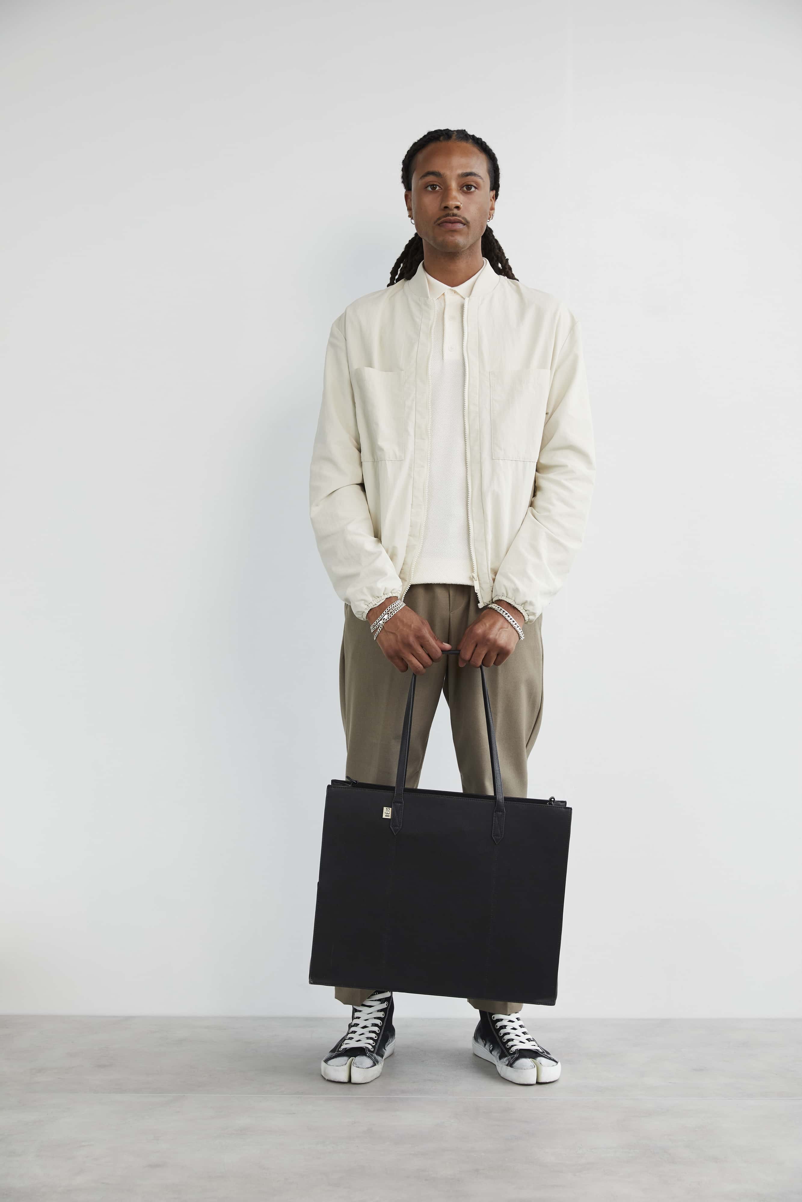 Work Tote Black Front Model