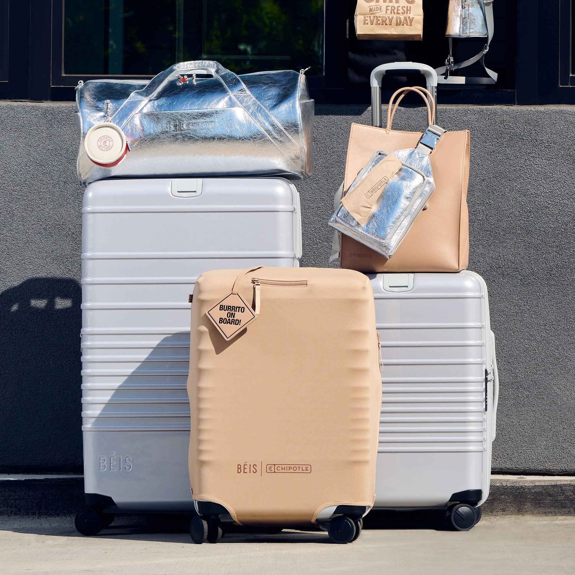 BÉIS x Chipotle The Carry-On Luggage Cover in Kraft Brown