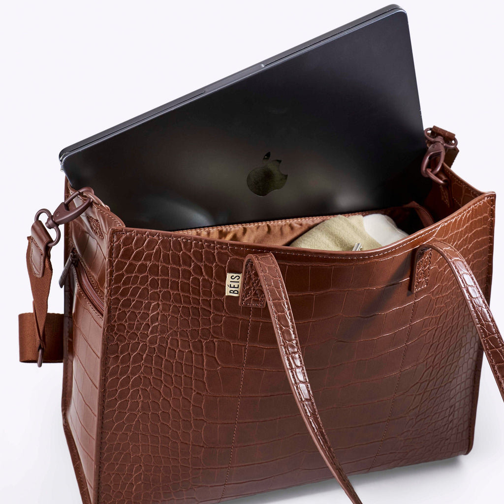 The Work Tote in Maple Croc